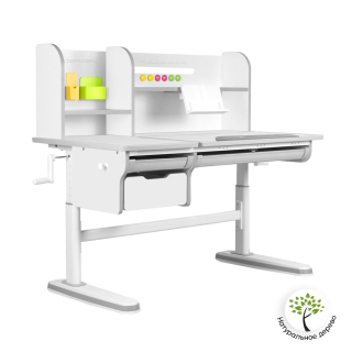 Растущая парта для школьника Kinderzen Dali Plus белый/серый